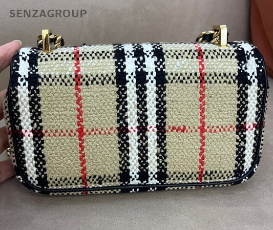 Burberry Lola Mini Chain Shoulder Bag Crossbody Beige Gold Women Classic Fashion