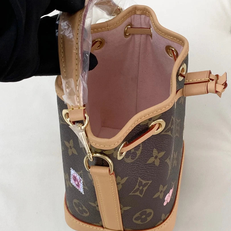 Louis Vuitton Bucket BB Monogram Top Handle Crossbody Bag Brown Women S