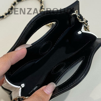 Chanel Black White Mini Quilted Flap Bag Gold Hardware Classic Women