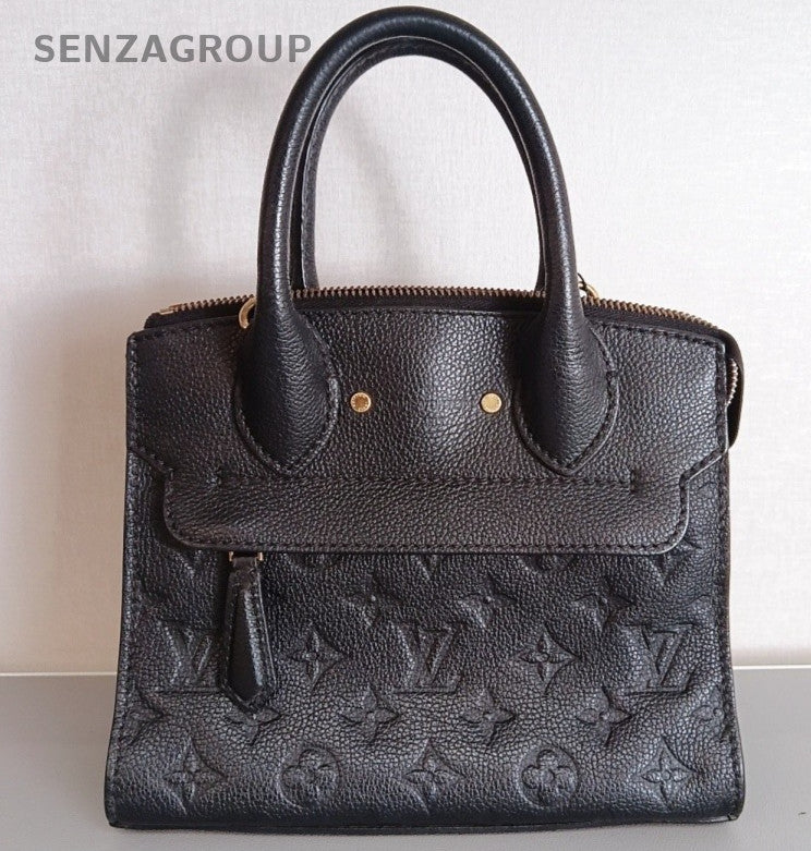 Louis Vuitton City PM Monogram Top Handle Bag Crossbody Black Gold Women Classic