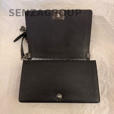 Chanel Black Silver Le Boy Large Chain Shoulder Crossbody Bag Classic