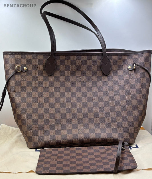 Louis Vuitton Neverfull MM Tote Shoulder Bag Brown Pink Women Classic
