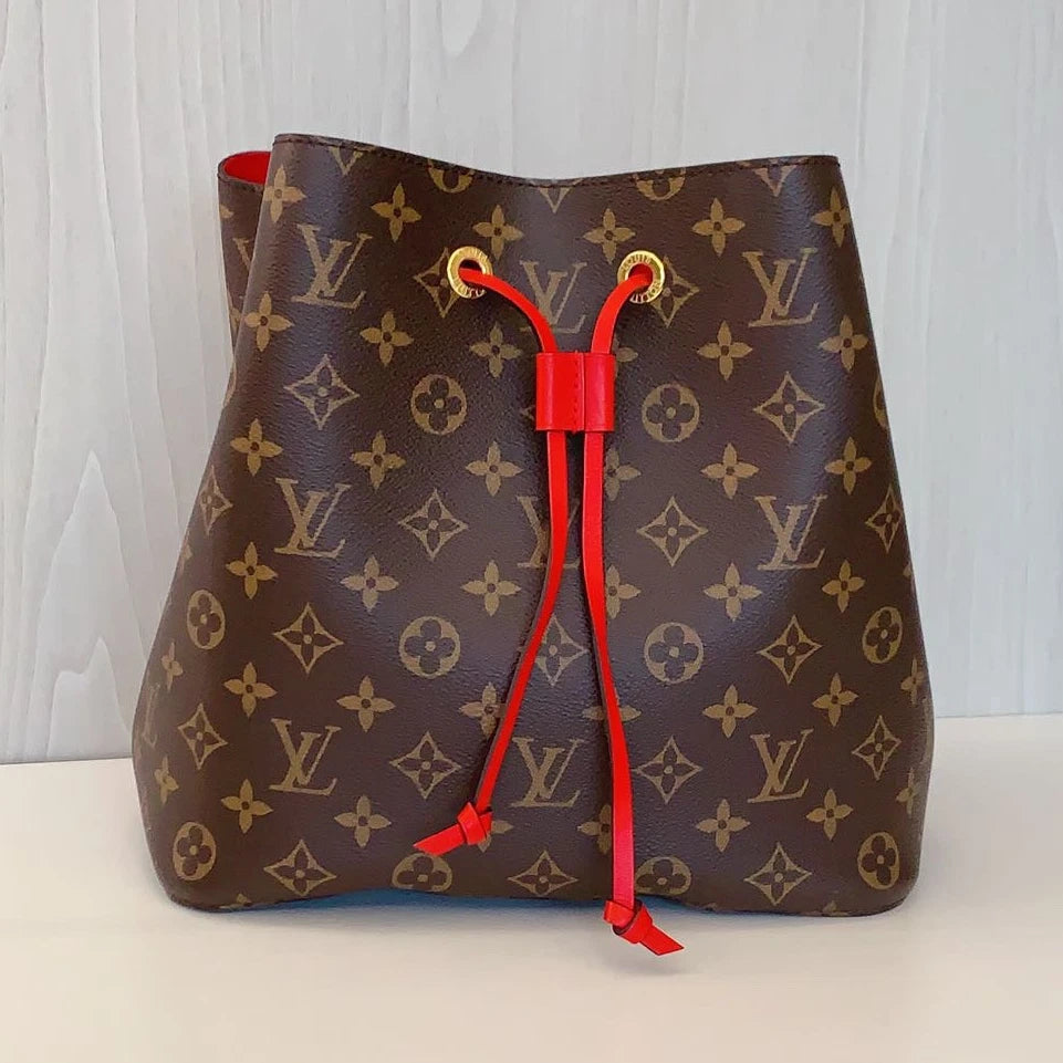 Louis Vuitton Monogram Bucket Shoulder Crossbody Bag Brown Gold Women