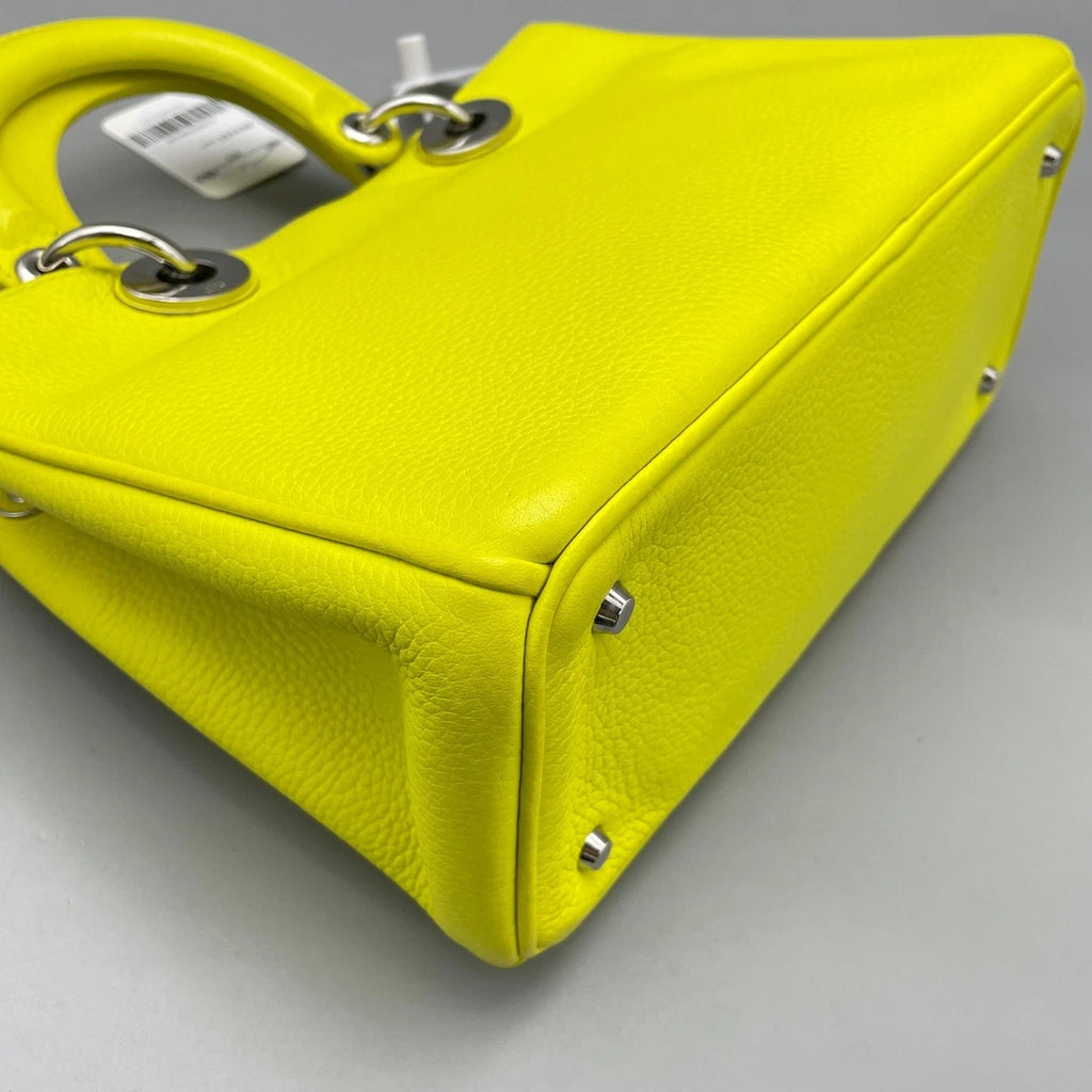 Dior Small Yellow Leather Top Handle Bag For Women