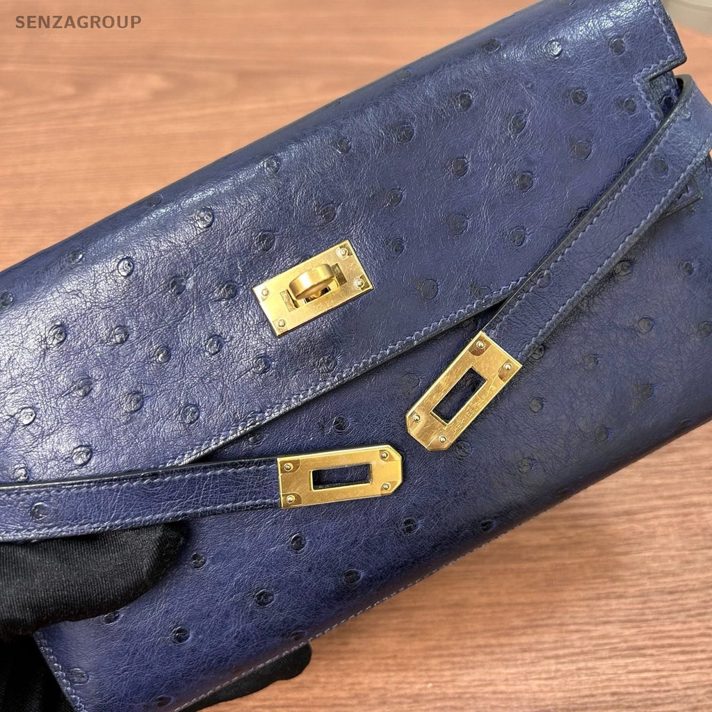 Hermes Kelly Long Wallet Maltese Blue Gold Women