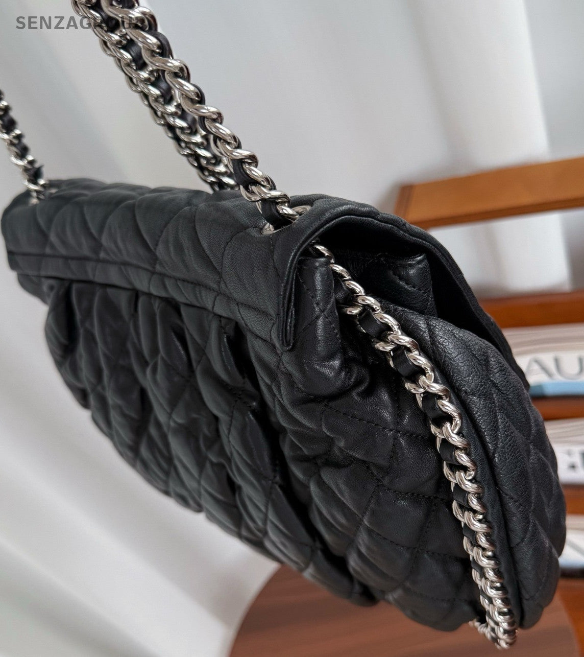 CHANEL Chain Around Shoulder bag Black silver Calfskin