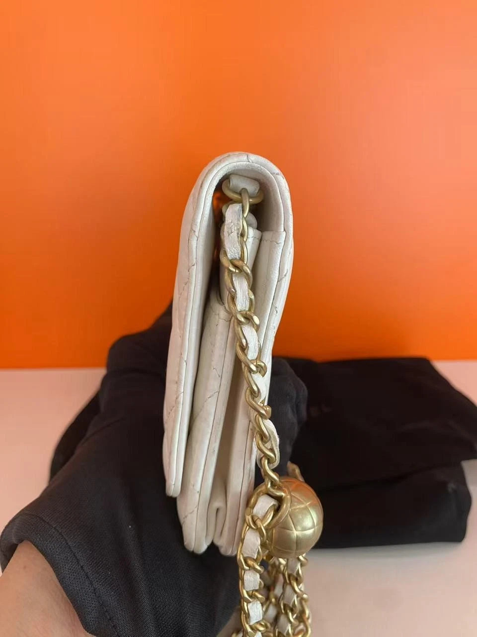CHANEL Women Gold Ball WOC Calfskin Crossbody Bag