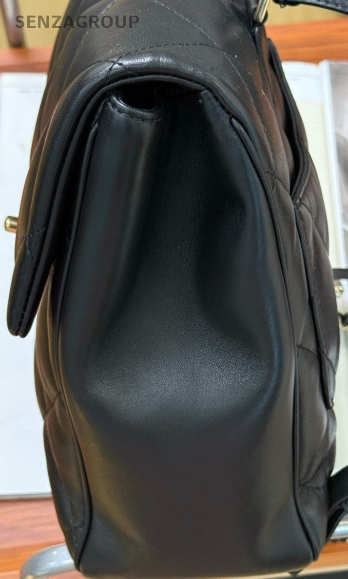 Chanel ADO Diamond Pattern Backpack Black Gold Used Women Classic Designer