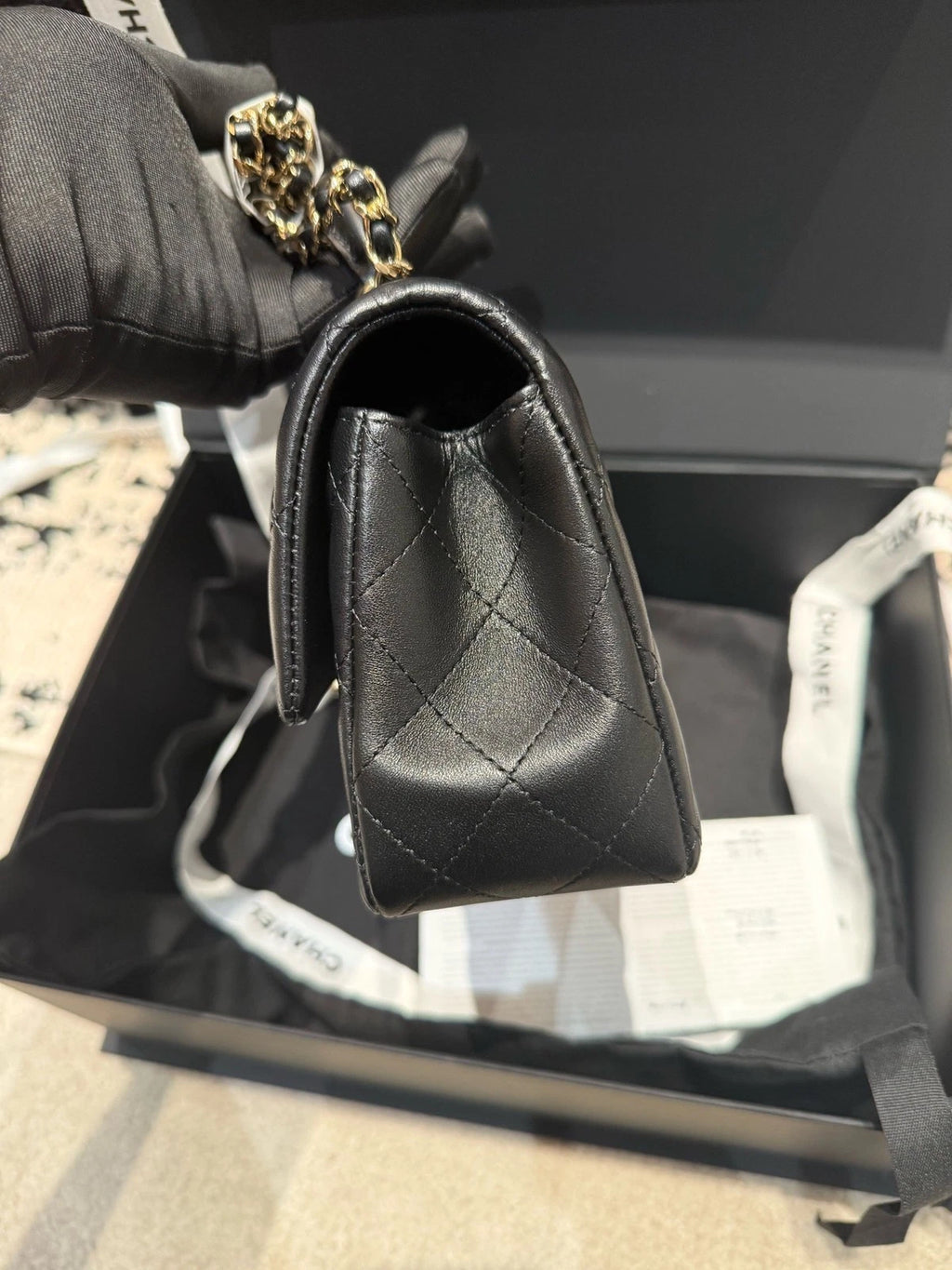 CHANEL Classic Flap Large Mini Top Handle Lambskin Bag For Women
