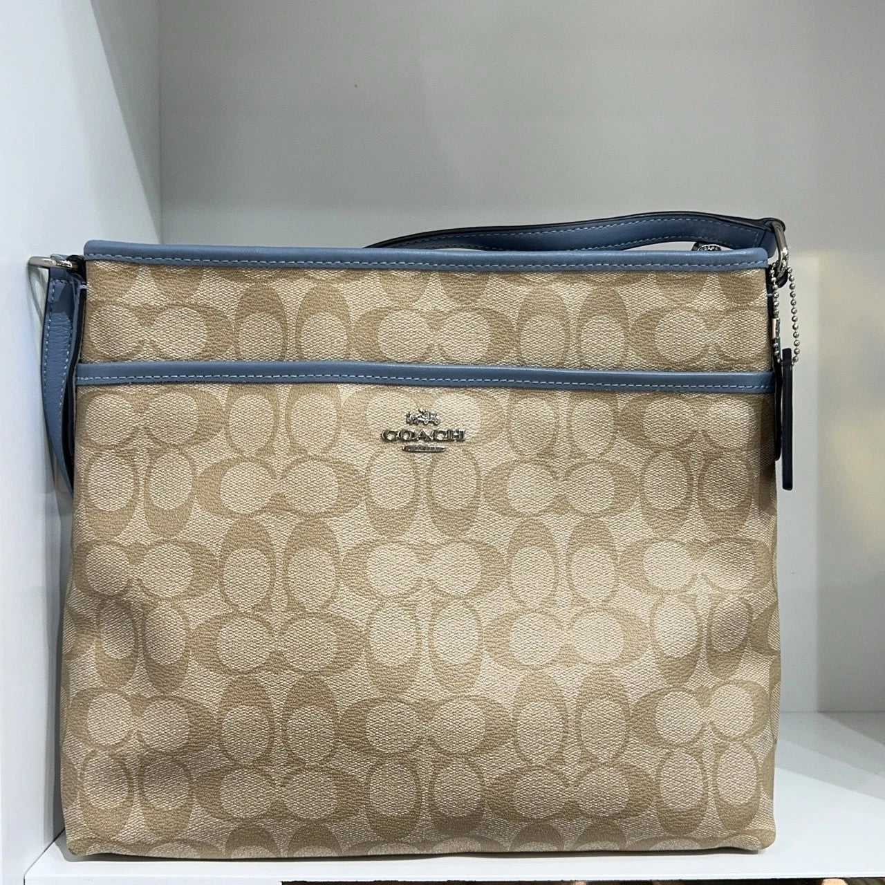 Coach Beige Monogram Canvas Tote Shoulder Crossbody Bag For Women