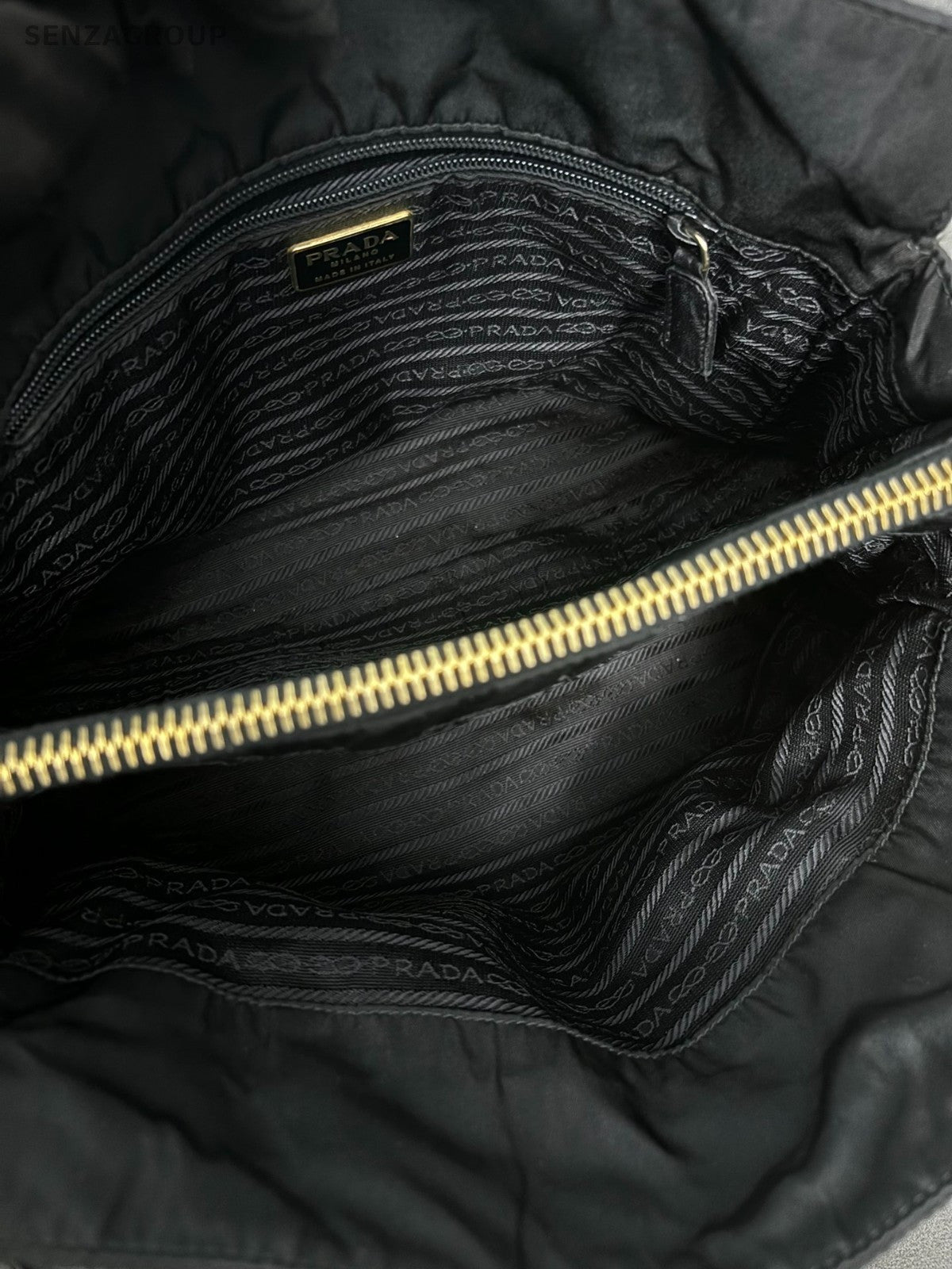 PRADA Classic Nylon Chain Shoulder bag 30 Black Gold Women Handbag