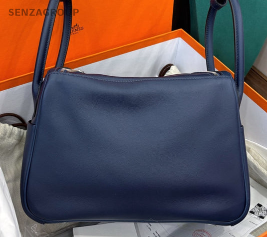 Hermes Lindy26 Swift Leather Top Handle Bag Shoulder Bag Navy Silver Used Women