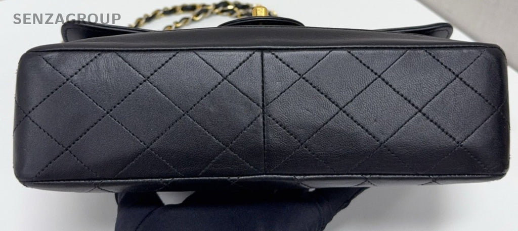Chanel Vintage PM Classic Flap Mini Chain Shoulder Crossbody Bag Black Gold