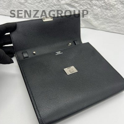 Hermès Clic 16 Black Epsom Leather Shoulder Bag Silver Hardware Women Classic
