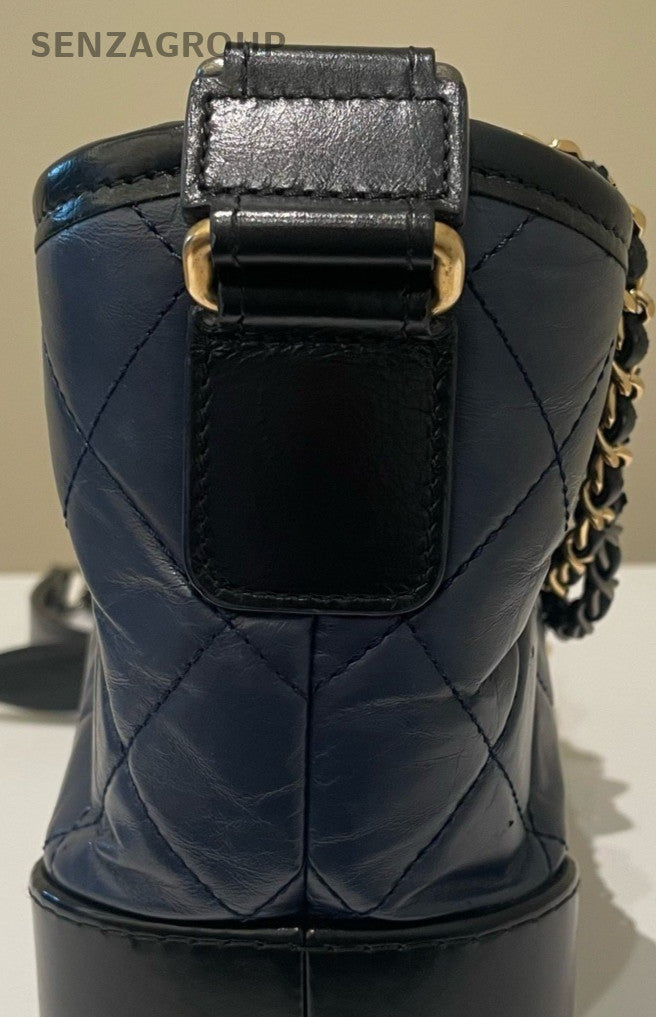 Chanel Gabrielle PM Chain Shoulder Bag Crossbody Blue Gold Women Classic
