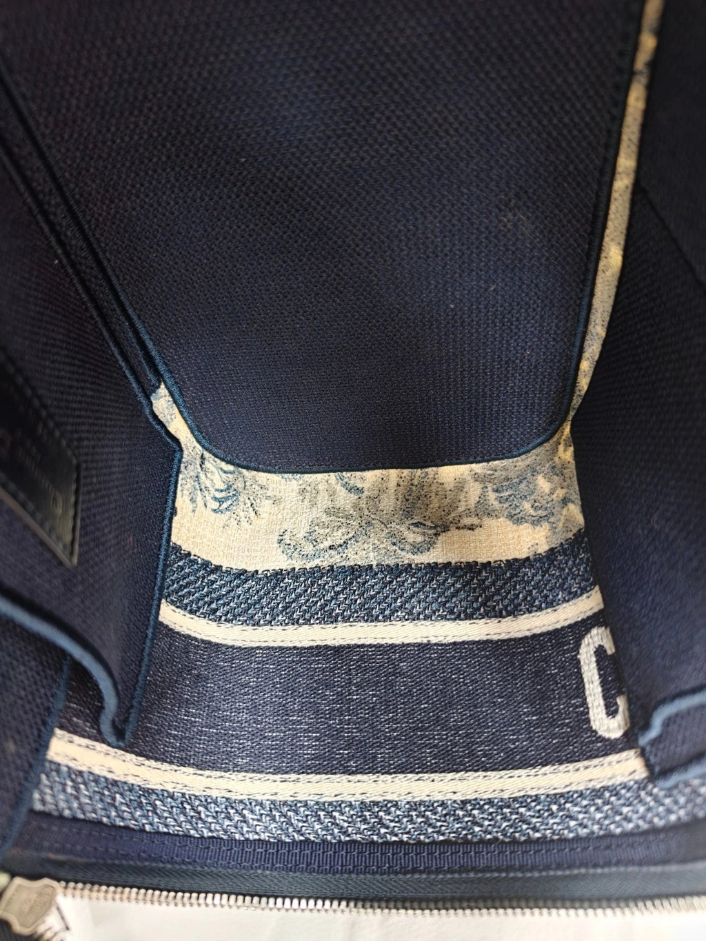 Christian Dior Travel Vanity Case Canvas Top Handle Bag Blue Silver Women