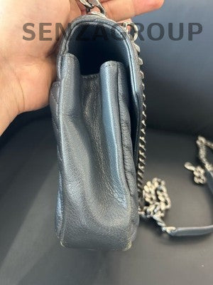 Saint Laurent YSL Small Gray Messenger Bag Silver Chain Crossbody Women