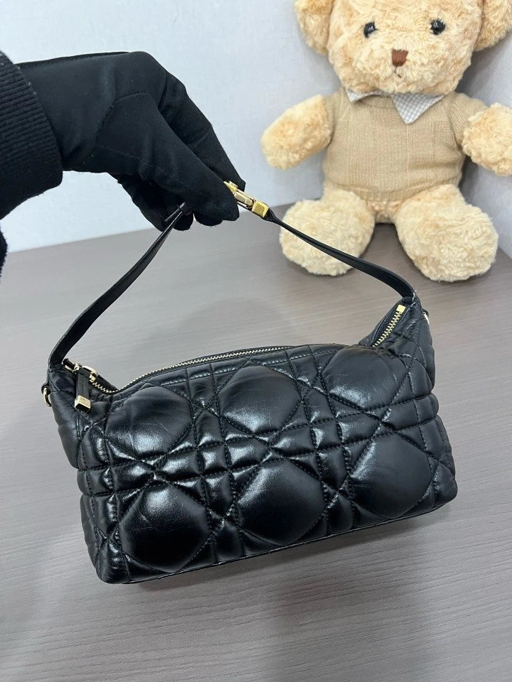 Dior Black Gold Lunch Box Top Handle Handbag For Women
