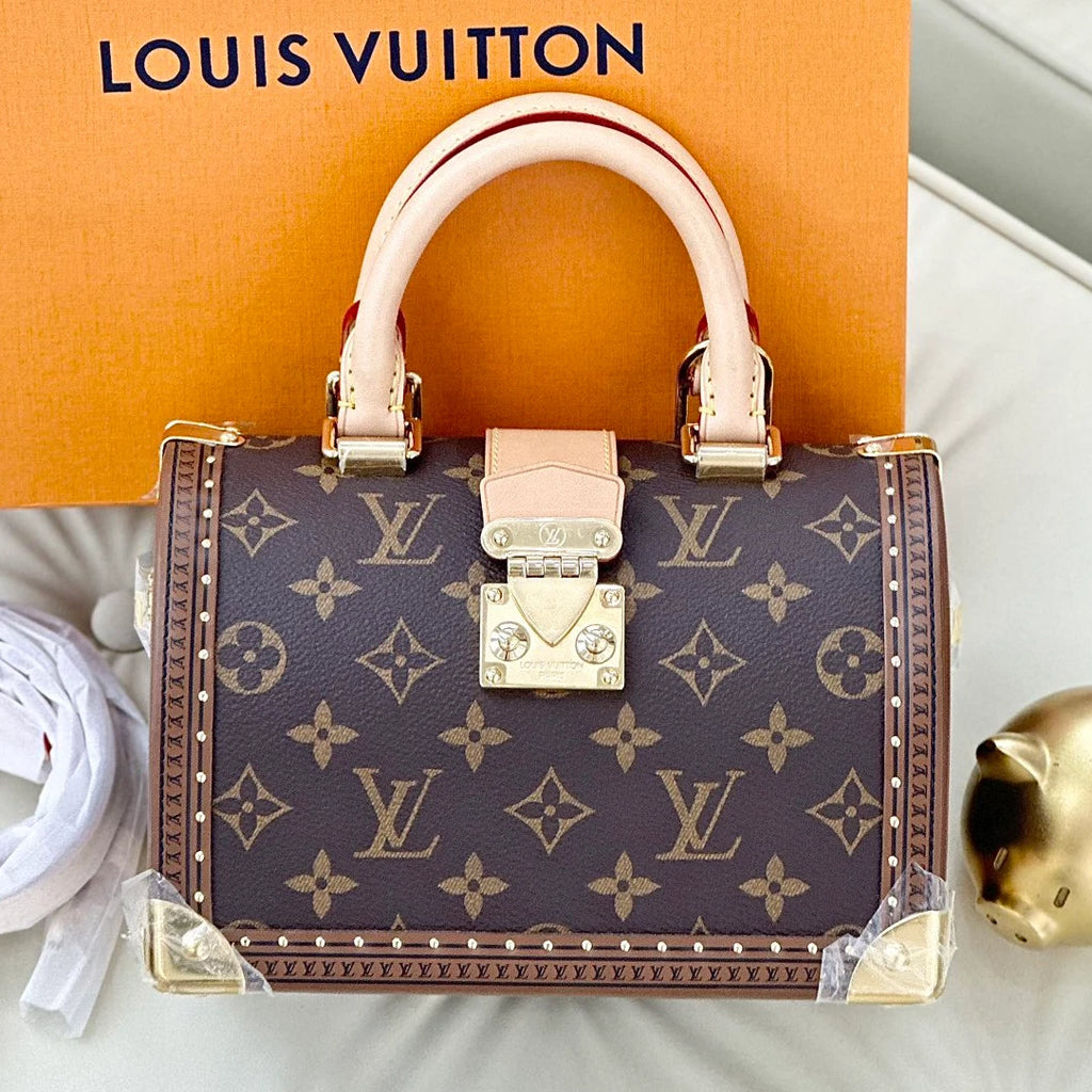 Louis Vuitton Speedy Trunk 20 Monogram Top Handle Crossbody Bag Brown Women S