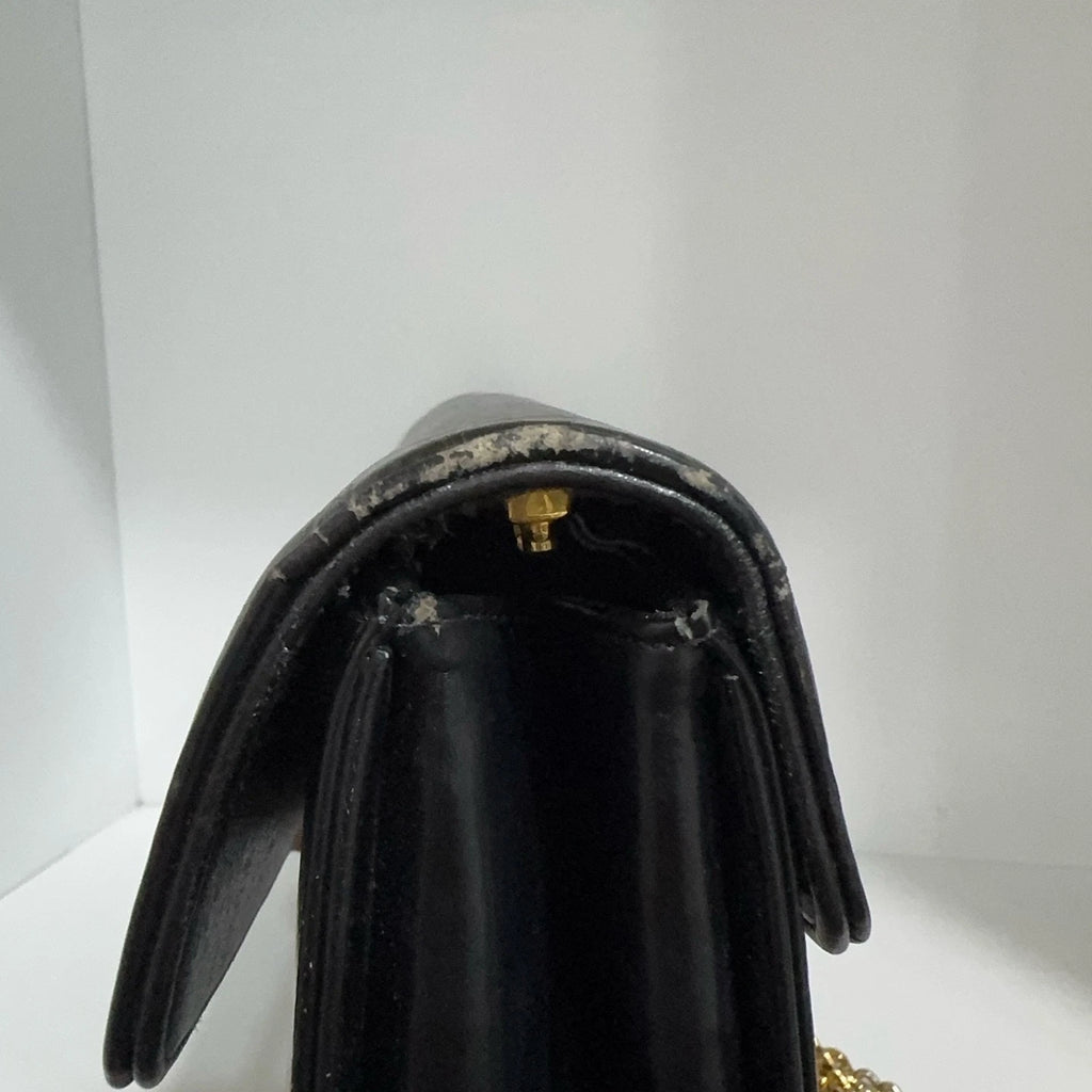 Dior Black Big Logo Calfskin Envelope Shoulder Crossbody Bag for Women
