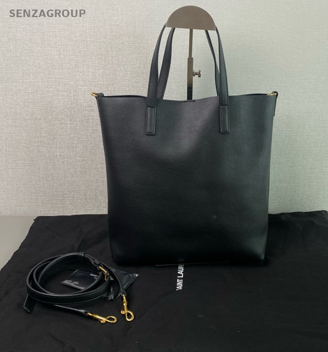 YSL Saint Laurent NorthSouth Tote Calfskin 2way Shoulder Handbag Women Black