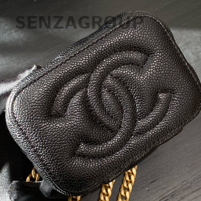 Chanel 23P Mini Box Black Calfskin Gold Heart Chain Crossbody Bag