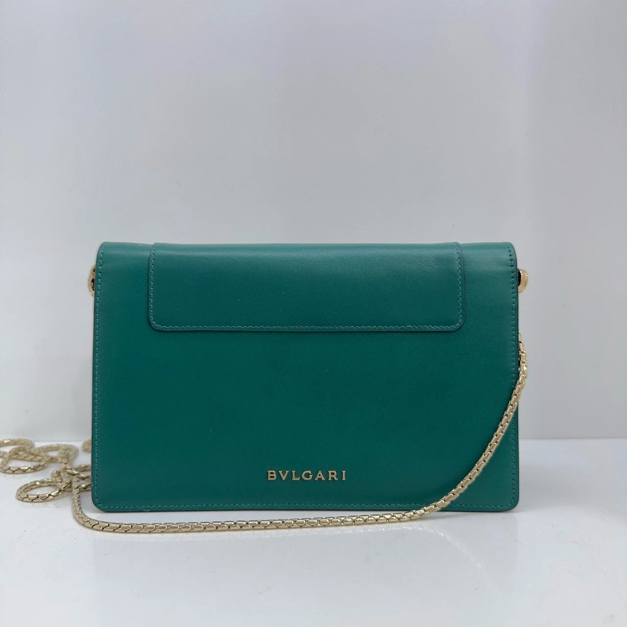 Bvlgari Snake Head Chain Shoulder Crossbody Bag For Women Emerald Green