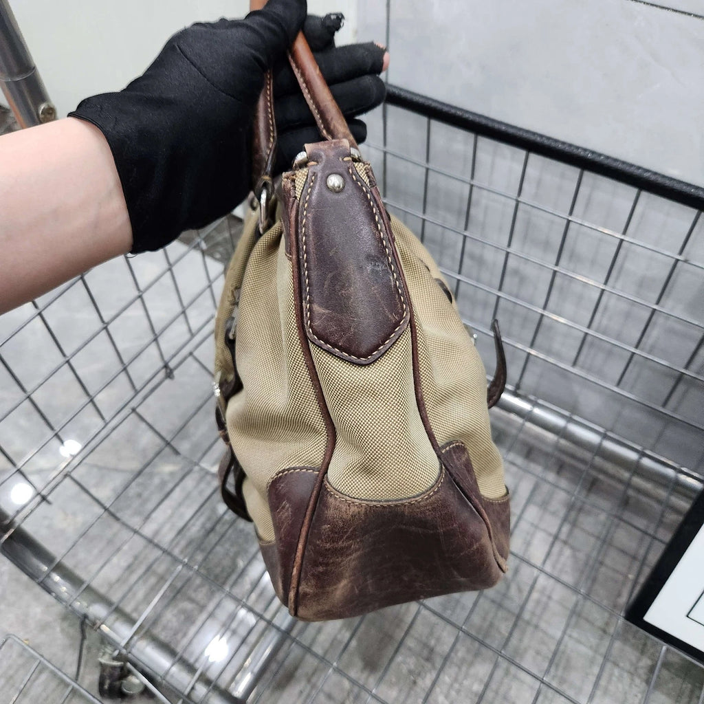 Prada Canvas Colorblock Strap Tote Handbag For Women