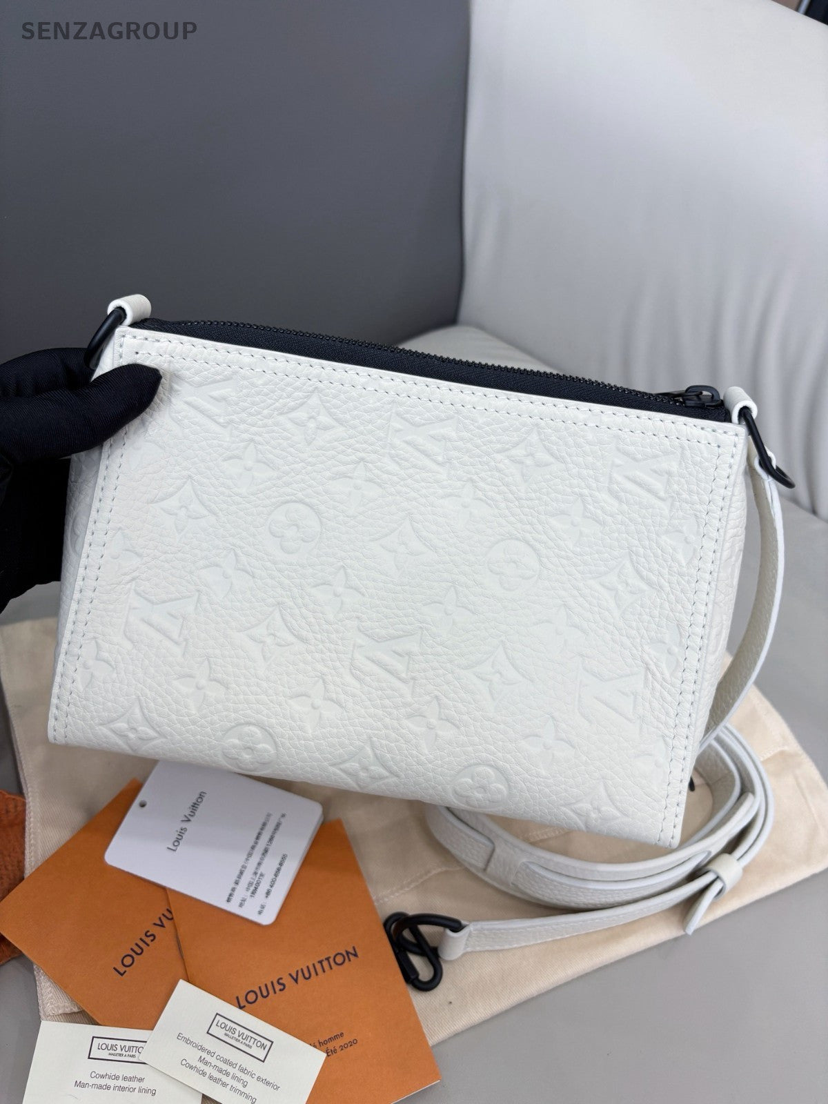 Louis Vuitton Triangle Monogram Empreinte Shoulder Handbag Crossbody White