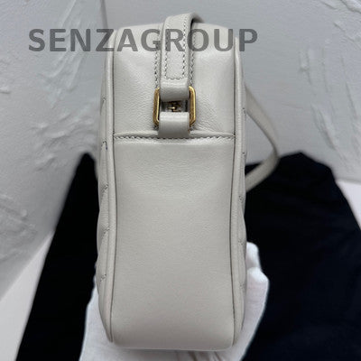 Saint Laurent White Gold Hardware Tassel Camera Crossbody Bag Women