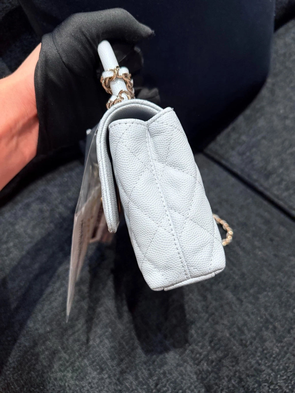 New CHANEL Blue Coco Handle Mini Top Handle Bag For Women