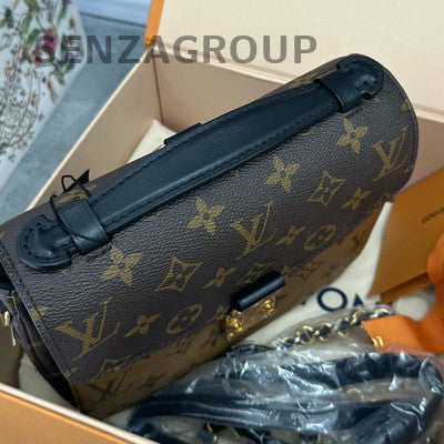 Louis Vuitton Pochette Metis Monogram Backpack Brown Gold Hardware Classic Women