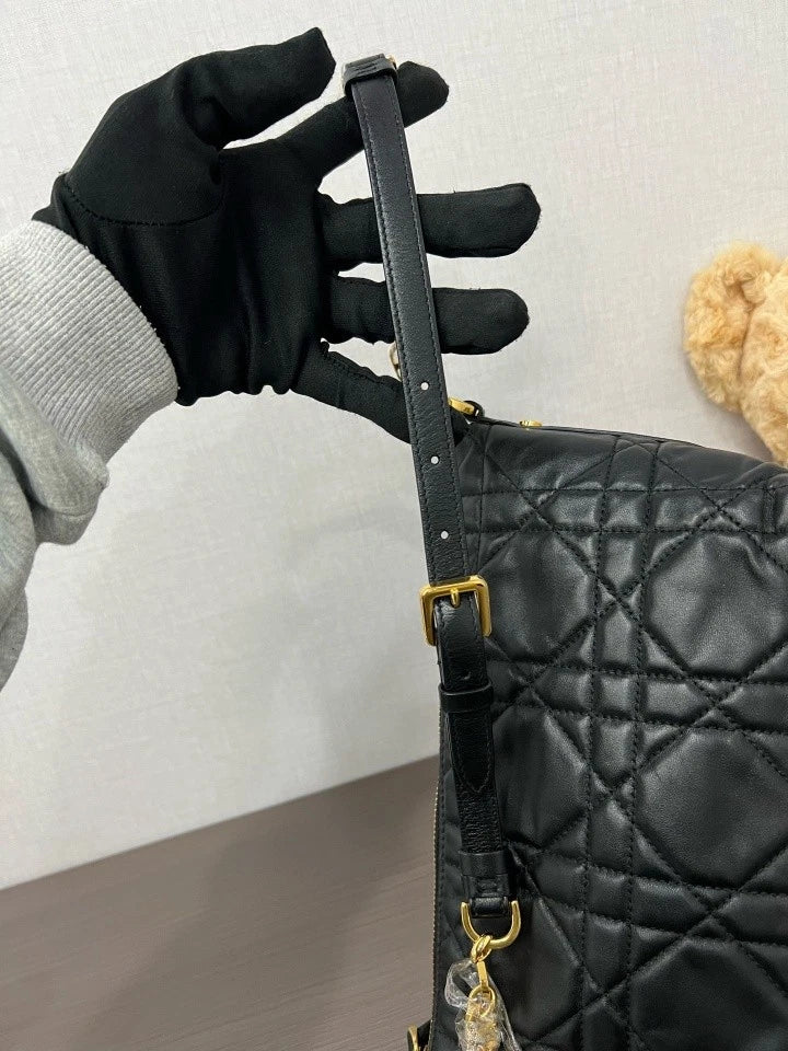 Dior Black Gold Lunch Box Shoulder Bag For Women