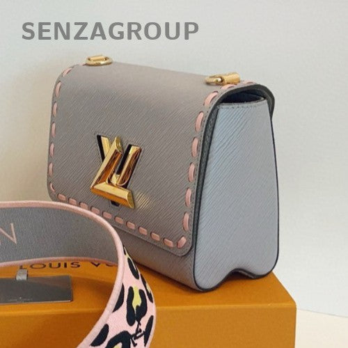 Louis Vuitton Twist MM Epi Shoulder Bag Crossbody Gray Pink Gold Women Classic