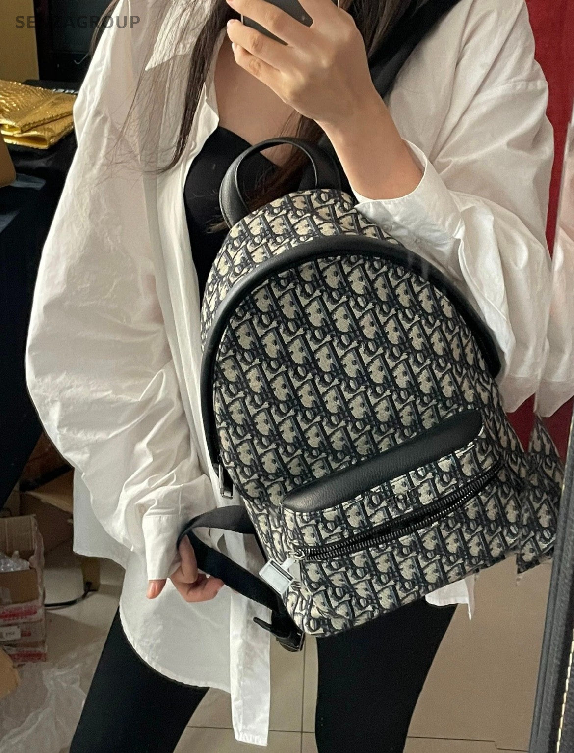 Christian Dior Oblique rider PM BackPack Monogram Shoulder bag Navy Classic