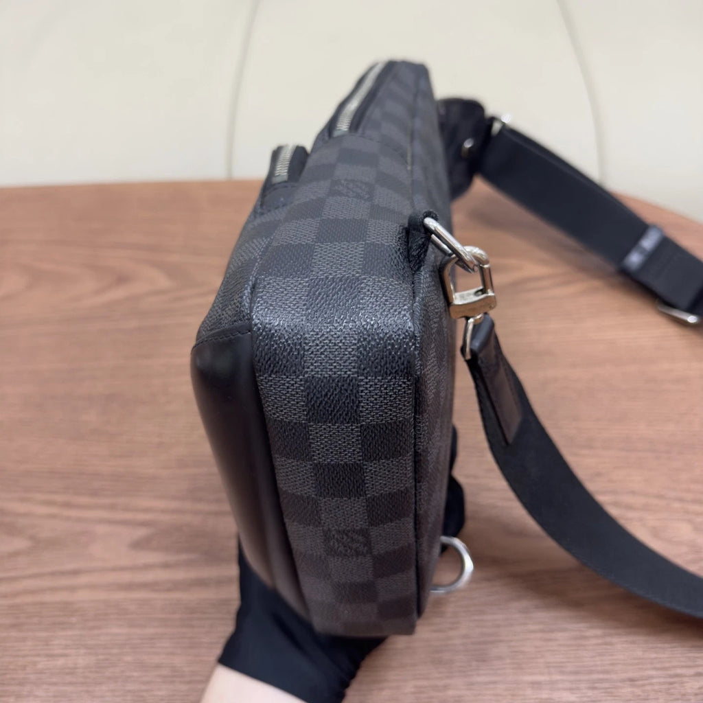 Authentic Louis Vuitton Damier Graphite Black Sling Bag Silver Hardware