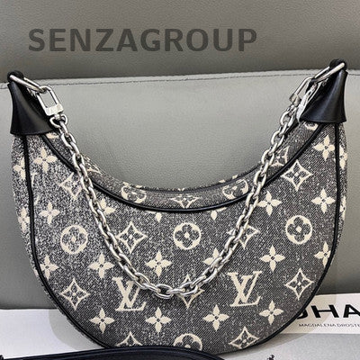 Louis Vuitton Denim Loop Moon Bag Black Silver Hardware Monogram