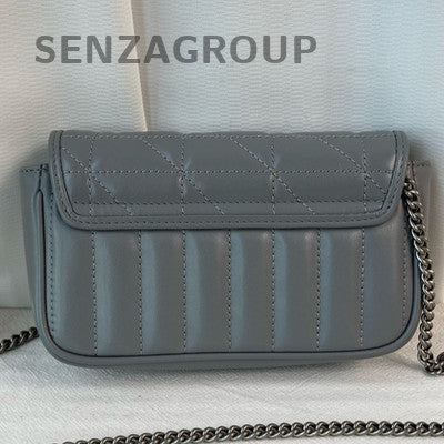 Gucci Mini Marmont Bag in Grey Silver Chain Shoulder Crossbody Classic
