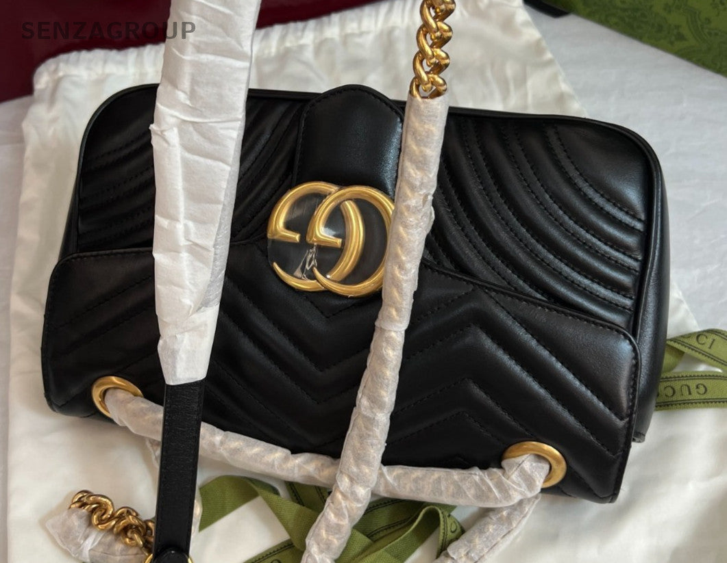 GUCCI GG Marmont 26 Black Gold Chain Shoulder bag Crossbody Almost Brand NEW