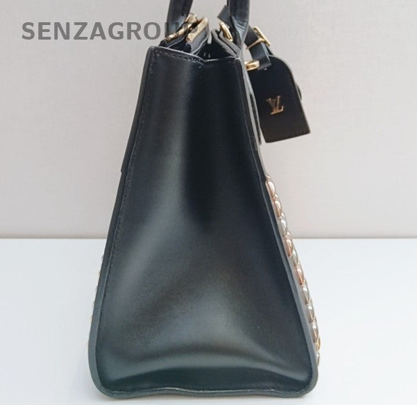 Louis Vuitton City MM Top Handle Bag Crossbody Black Gold Women Classic Designer