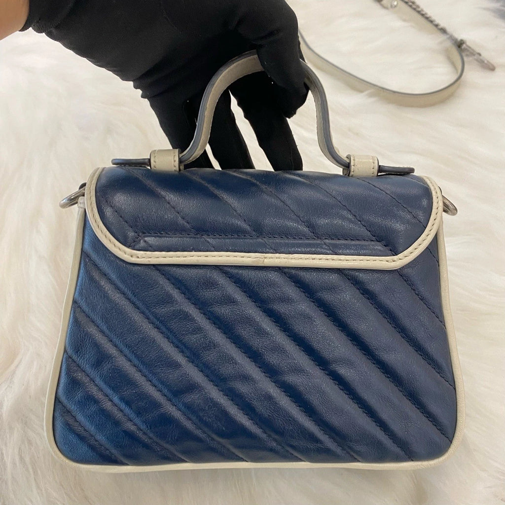 Gucci Marmont Blue Silver Shoulder Bag Excellent