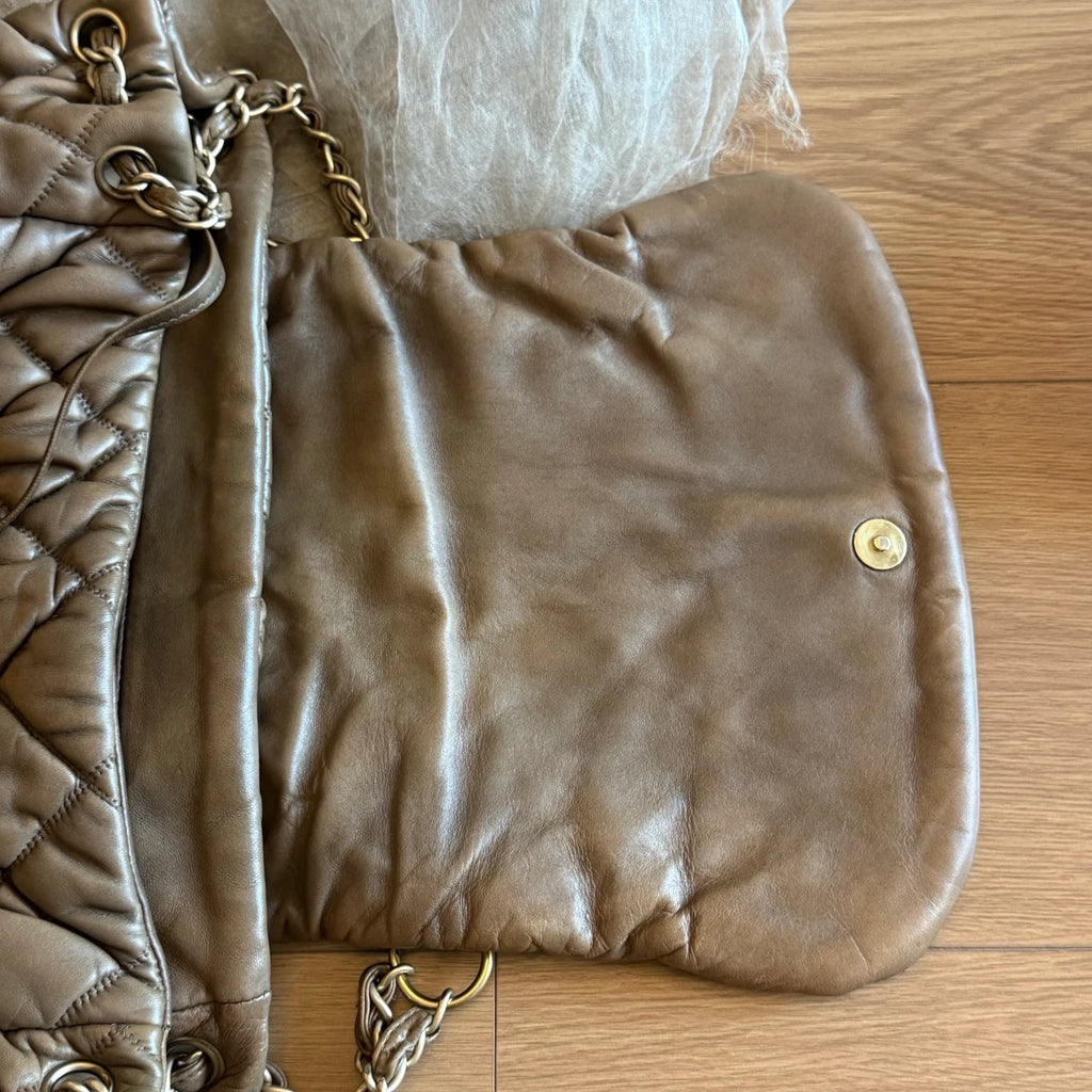 Authentic Chanel Puff Flap Bag Chain Shoulder Bag Gold