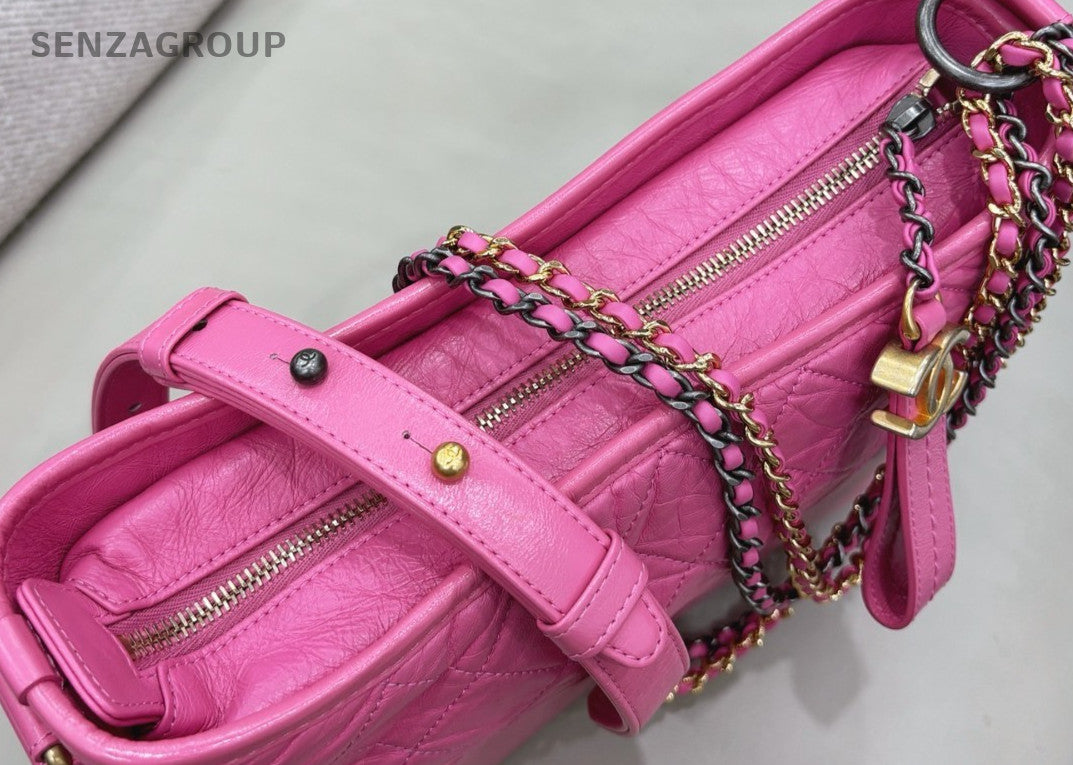 Chanel Gabrielle MM Chain Shoulder Bag Pink Gold Used Women Classic
