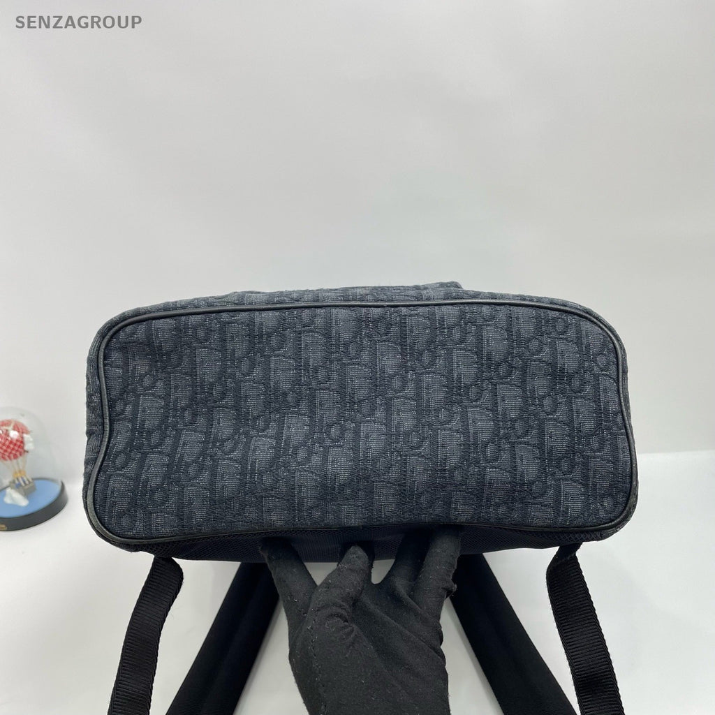 Christian Dior D-Motion Canvas Leather Backpack Black Unisex Adults