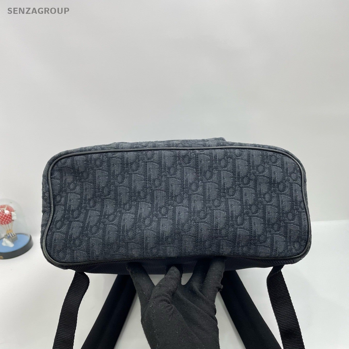 Christian Dior D-Motion Canvas Leather Backpack Black Unisex Adults