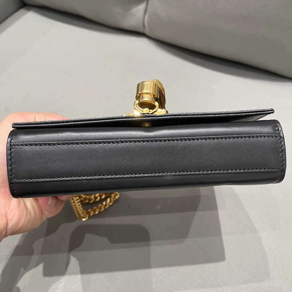 Saint Laurent YSL Tassel Chain Shoulder Crossbody Bag Black Gold Classic