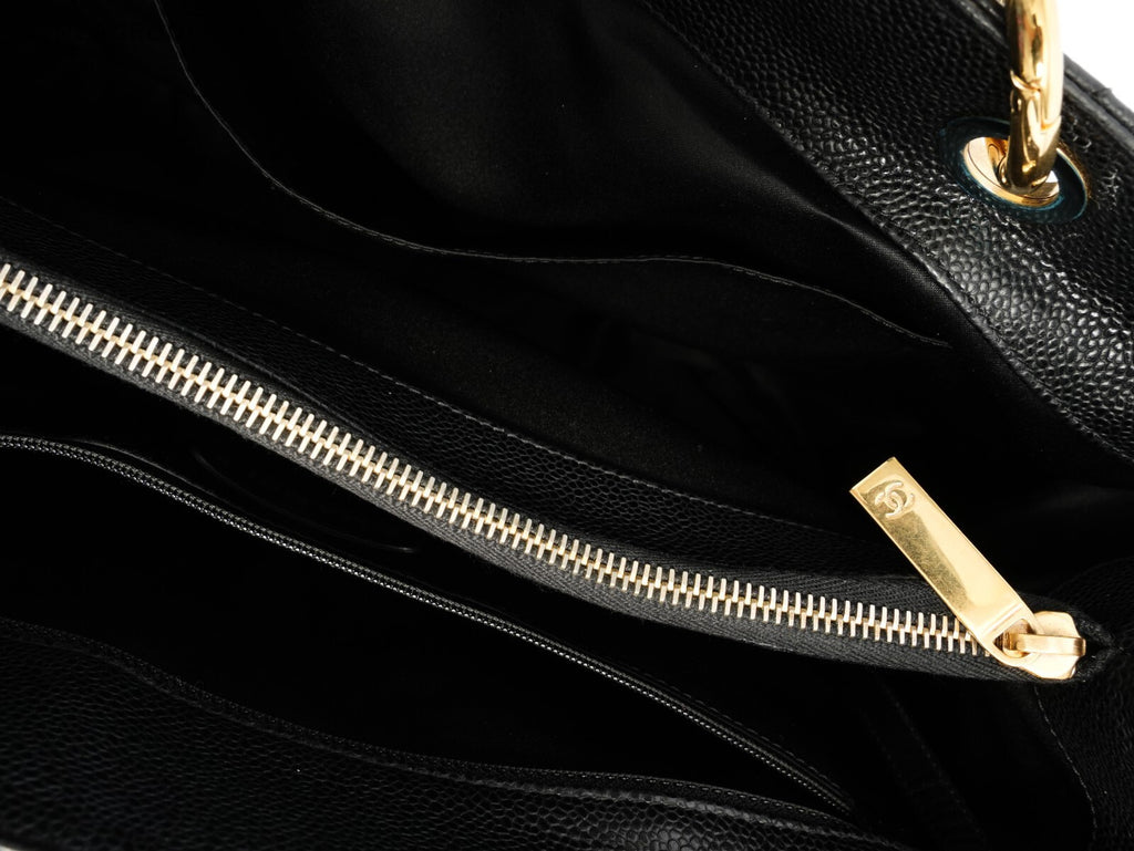 CHANEL Classic Matelasse GST Chain Tote Shoulder Bag Black Gold