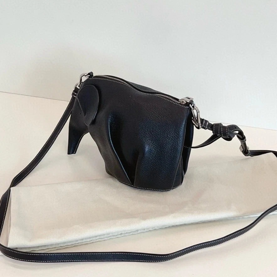 Loewe Calfskin 2Way Shoulder Crossbody Black Silver Women Classic