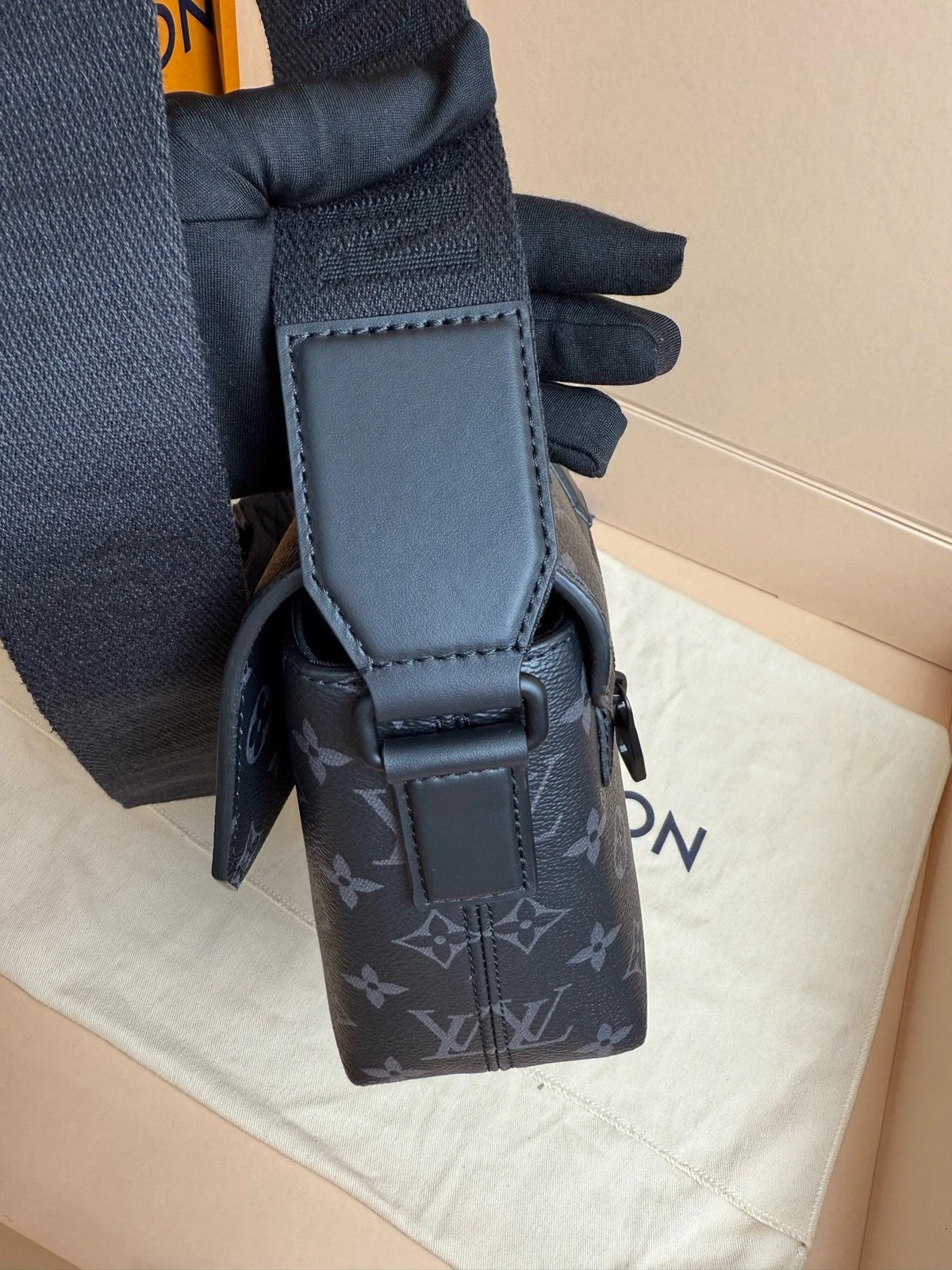 Louis Vuitton Black Canvas Crossbody Messenger Bag For Women