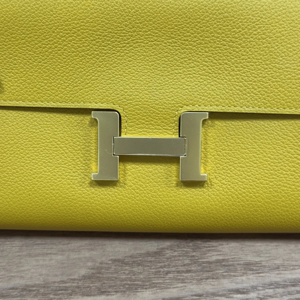 Hermes Constance Togo Leather Long Wallet Yellow Gold Hardware